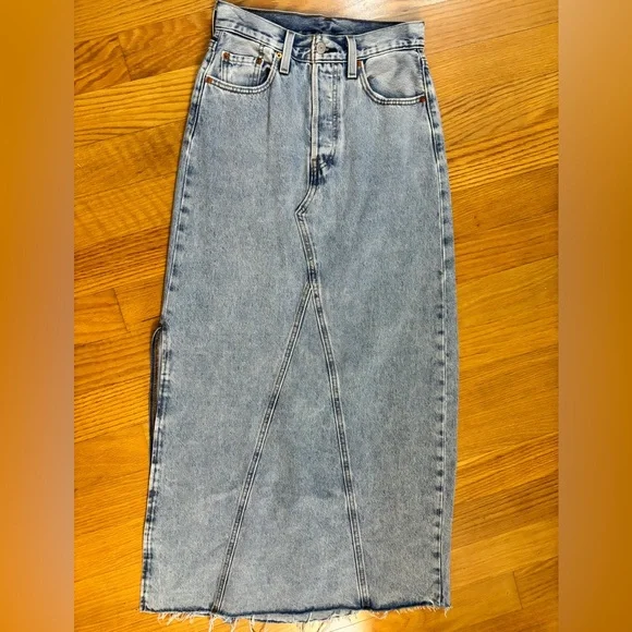 Levi's Maxi Skirt size 24 jeans light blue - Picture 6 of 11